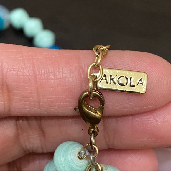 The AKOLA Project Uganda Handmade Blue Agate Paper Beads Double Strand Necklace - Picture 14 of 15